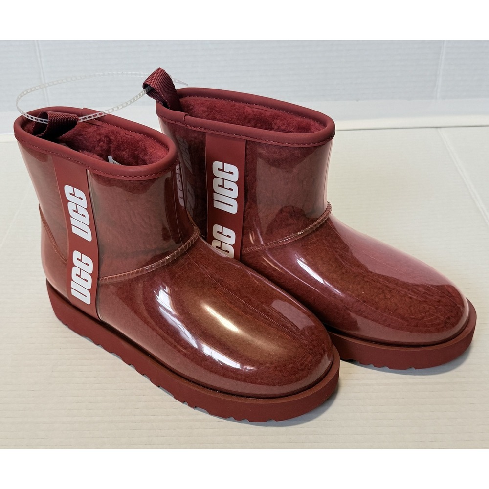 UGG Classic Clear Mini Samba Red Waterproof Boots 1113190 - Women's 7 - NEW NWT